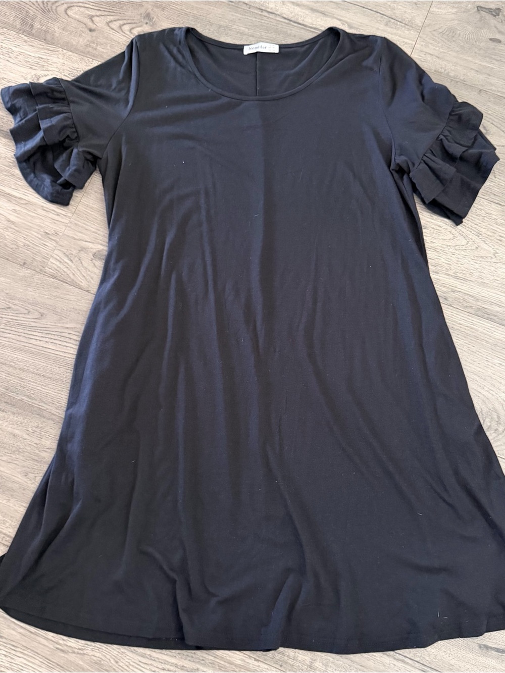 Black Ruffle Sleeve Midi Dress